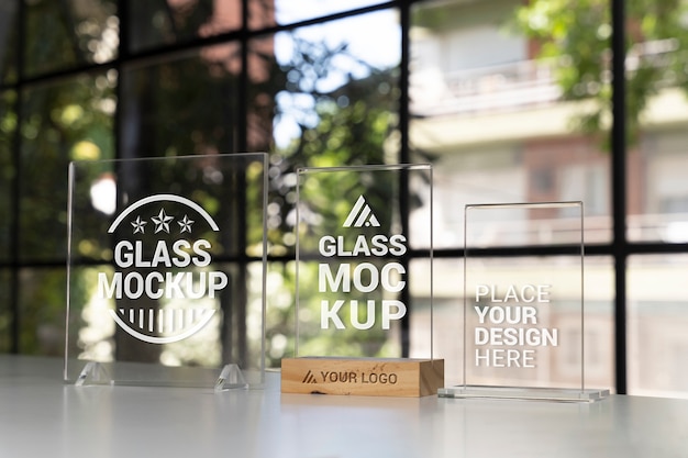 Glass table tent mockup design