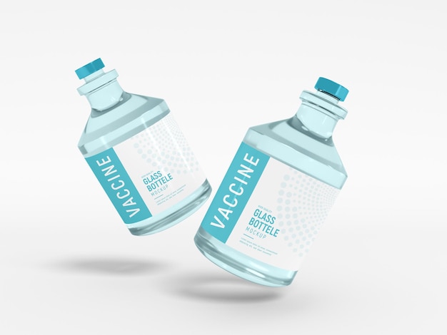 Glass Vaccine Bottle Packaging Mockup