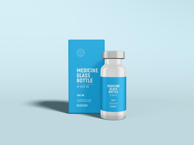 Glass Vaccine Vial Packaging Mockup