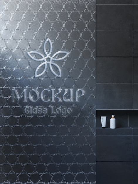 Glass wall logo mockup