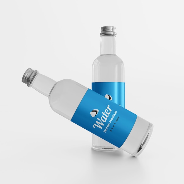 Glass water bottle mockup