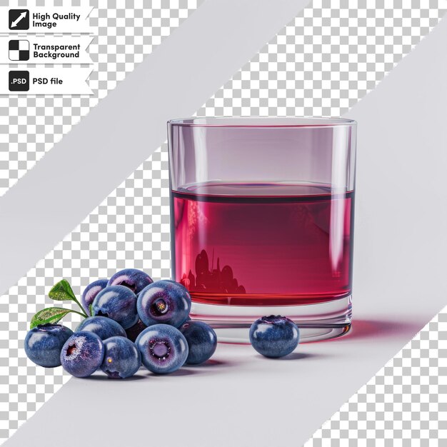 PSD a glass of water with blueberries and a picture of a blueberries