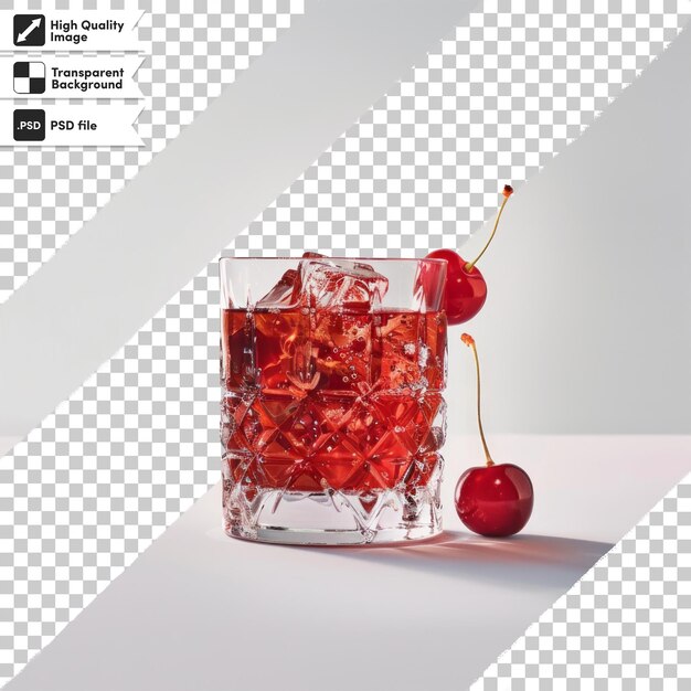 PSD a glass of water with a straw in it and a cherry on the bottom