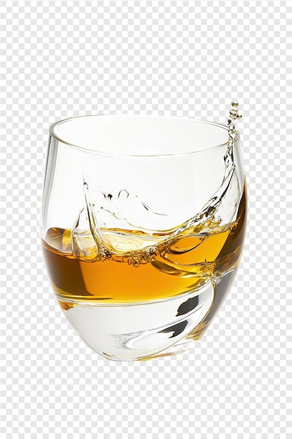 a glass of whiskey with a splash of ice on it