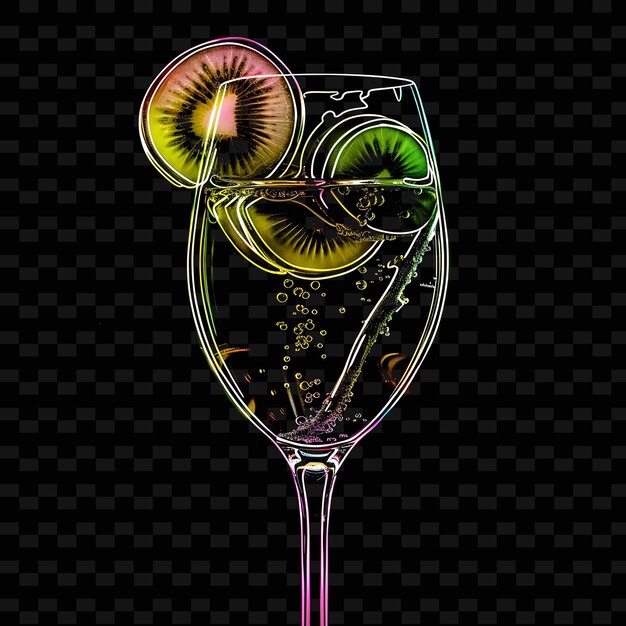 PSD a glass of wine with a lime and limes on it