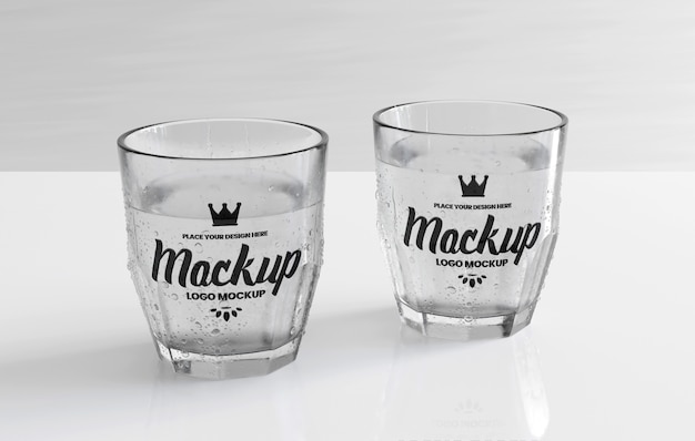 Glass with logo effect mockup