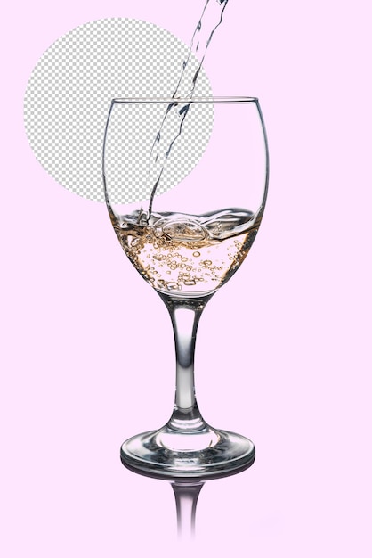 Glass with white wine filling up, mockup