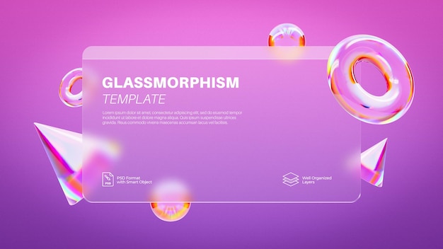 PSD glassmorphism gradient template mockup modern design psd template