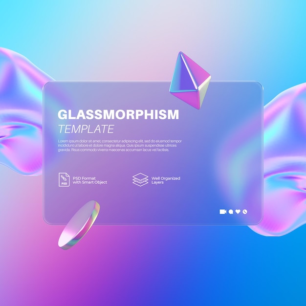 PSD glassmorphism gradient template mockup modern design psd template