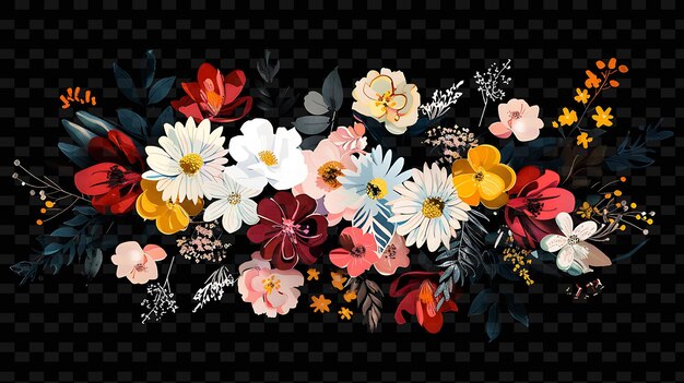 Gleaming Flowers Arranged in a Clustered Composition Flower Y2K Texture Shape Background Decor Art