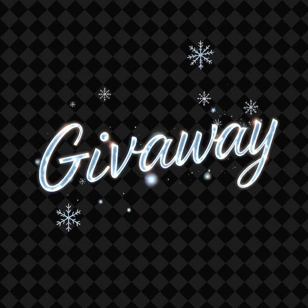 Gleaming Giveaway Text Radiates With Neon Silver and Metallic Silver Cool Glow Enhanced With Fro