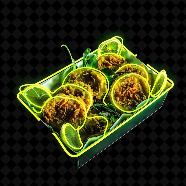 Glinting Neon Swirls Alabama Fried Green Tomatoes in a Magno PNG Neon Food Decor Y2K Collection