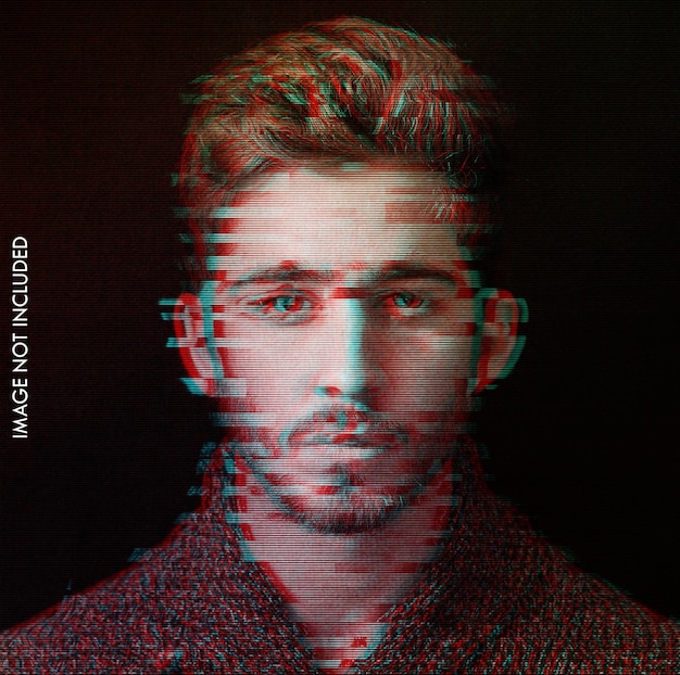 Glitch photo effect template