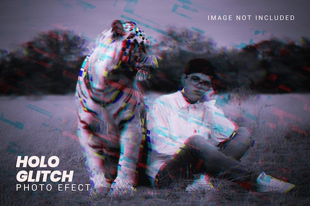 Glitch photo effect template