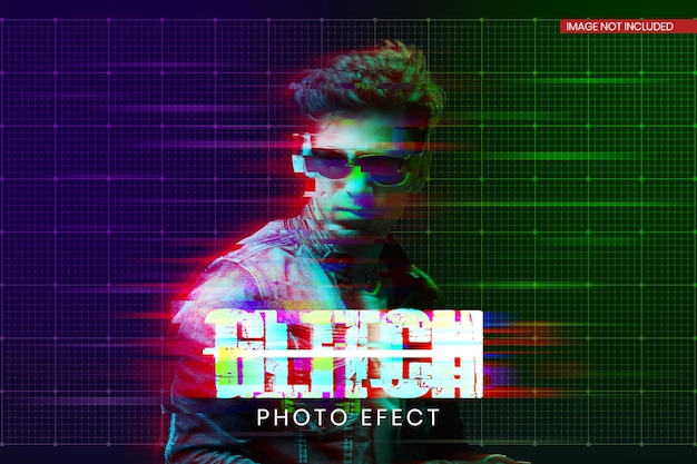 Glitch photo effect template