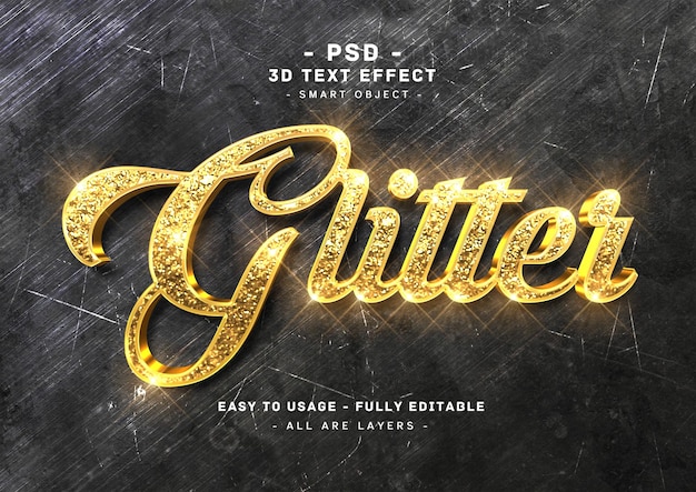 Glitter 3d text effect