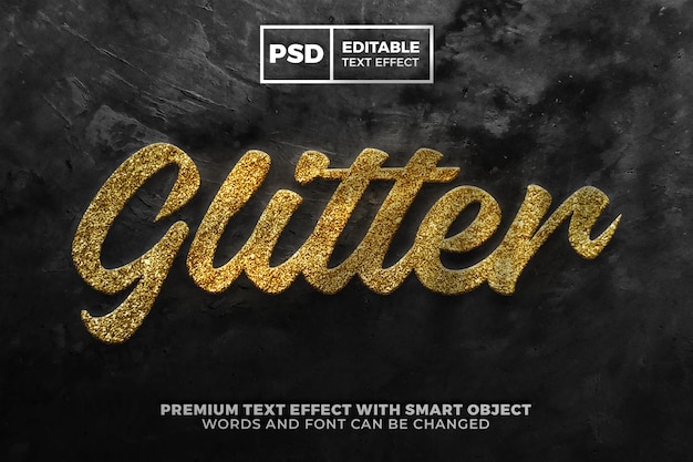 PSD glitter gold luxury glamour text effect mock up template