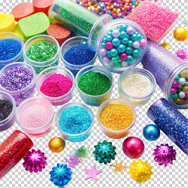 glitter plastic rubber on transparent background