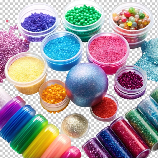 glitter plastic rubber on transparent background