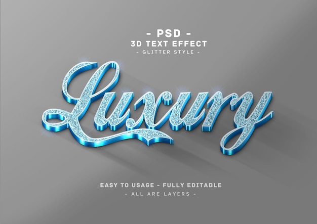 Glitter text effect 3d blue style