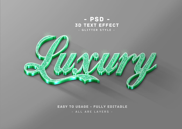 Glitter text effect 3d green style