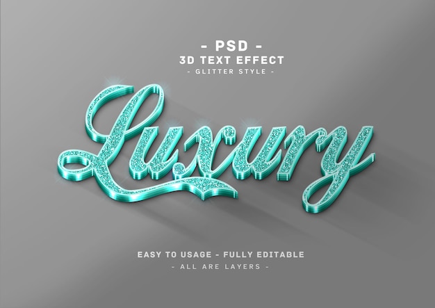 Glitter text effect 3d tosca style