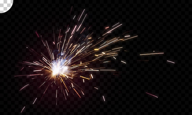 Glittering burning sparkler on transparent background