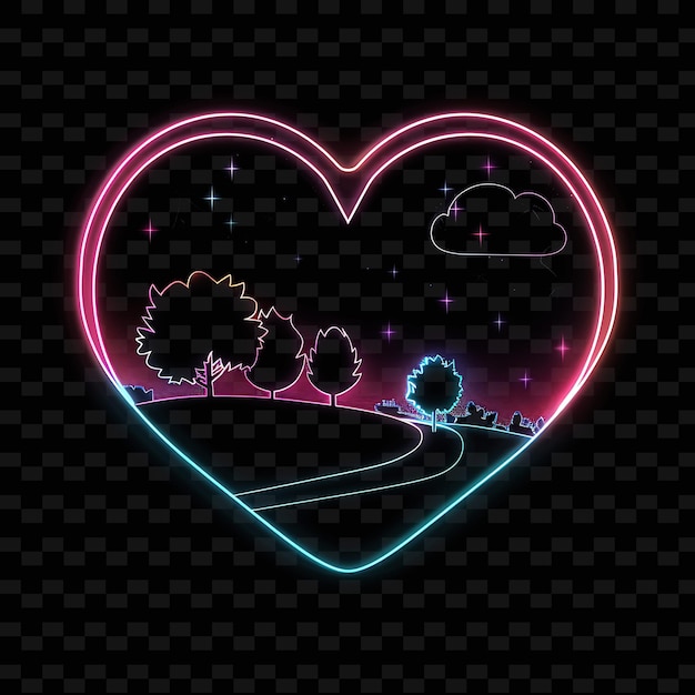 Glittering Neon Campaign Thank You Message With a Neon Desig Neon Line Art Landscape Background