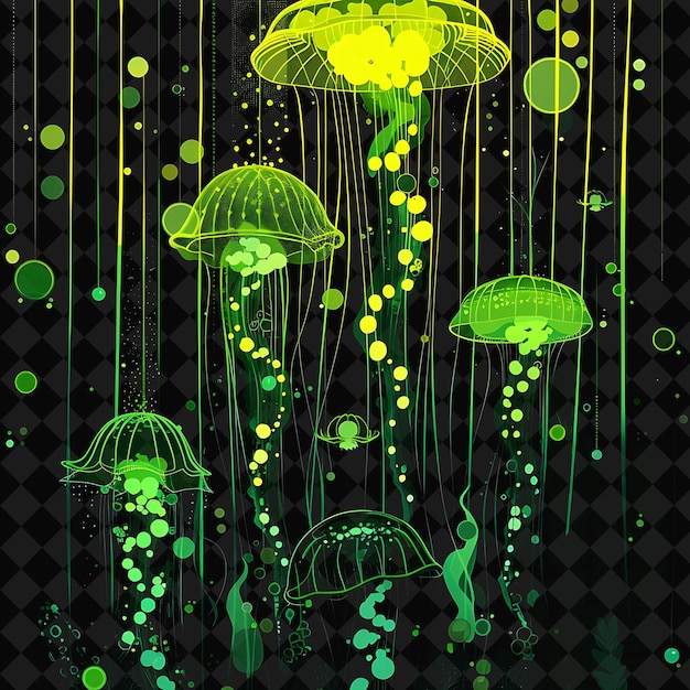 PSD glittering neon macrocystis pyrifera forests in a vertical w png y2k ocean of light collections