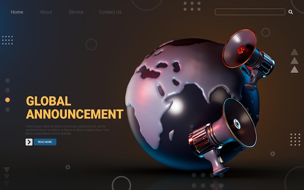 global announcement icon on dark background 3d render concept for big broadcasting communicate