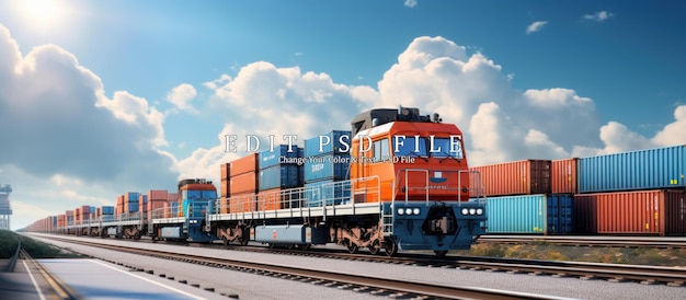 Global business of Container Cargo freight train for Business logistics concept Air cargo trucking