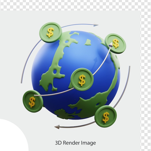 global dollar money transaction 3d illustration