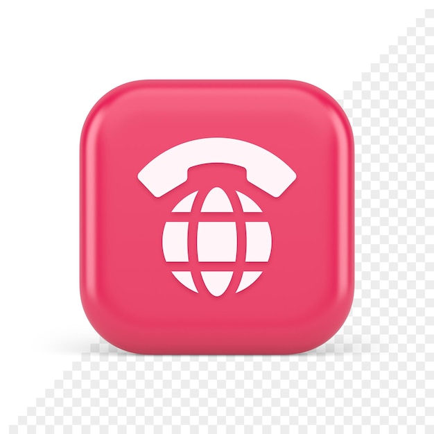 Global phone communication button internet telephone connection 3d realistic icon