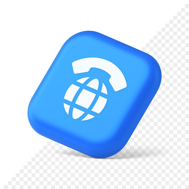 Global phone communication button internet telephone connection 3d realistic isometric icon