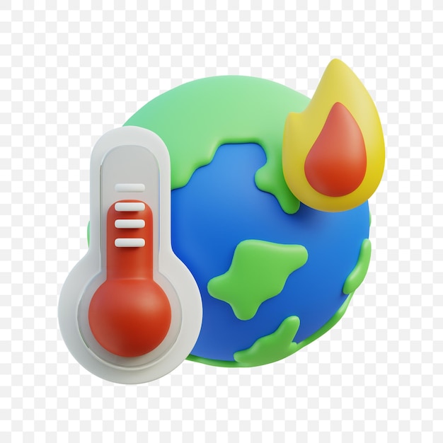 PSD global warming 3d icon