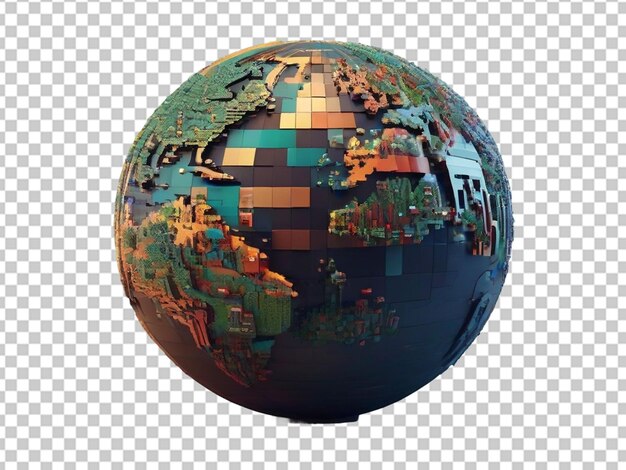 A globe composed of small pixels