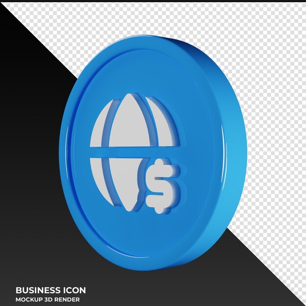 Globe Dollar Business Icon 3D Render Illustration