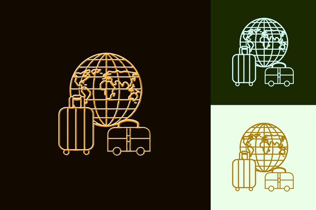 Globe Icon With a World Map Outline and a Travel Design Deco Abstract Minimalist Icon Designs