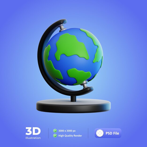 Globe travel 3D Illustration