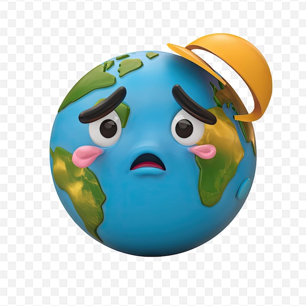 PSD a globe with a face and a hat on it