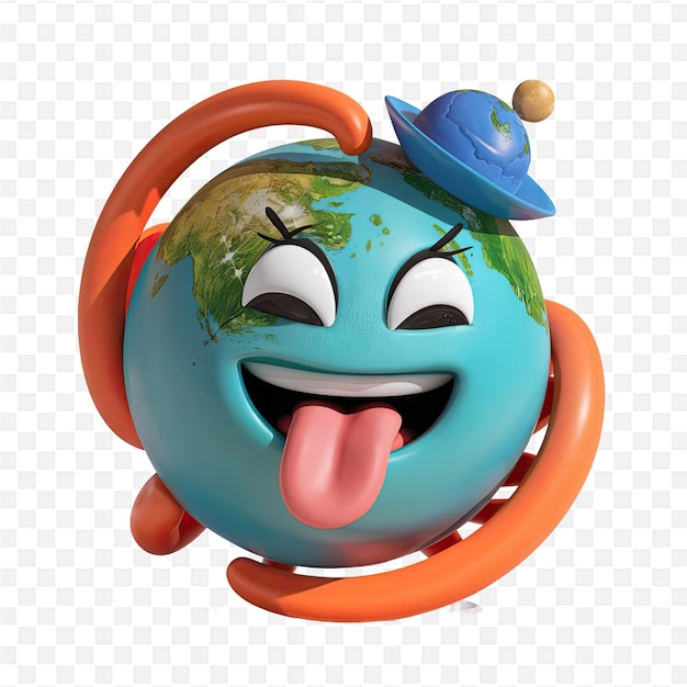 a globe with a face and a smile on it