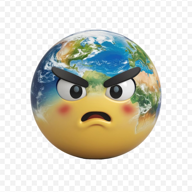 a globe with a face that has the word earth on it