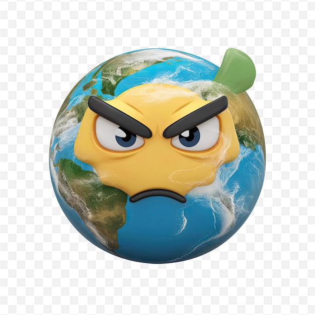 a globe with a face and the word angry on it