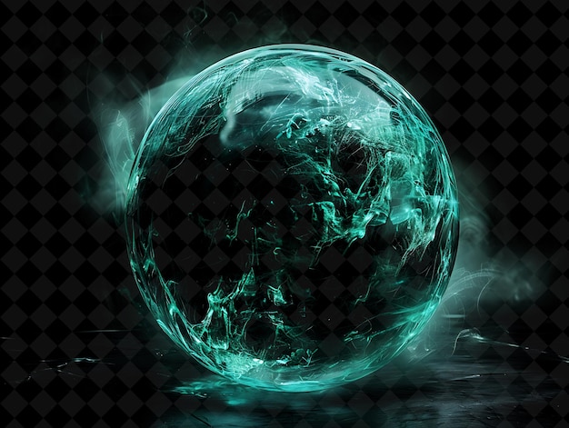 a globe with a green planet on it and a black background