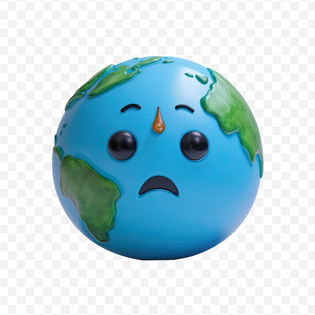 a globe with a sad face on it