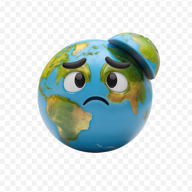 PSD a globe with a sad face and a sad face on it