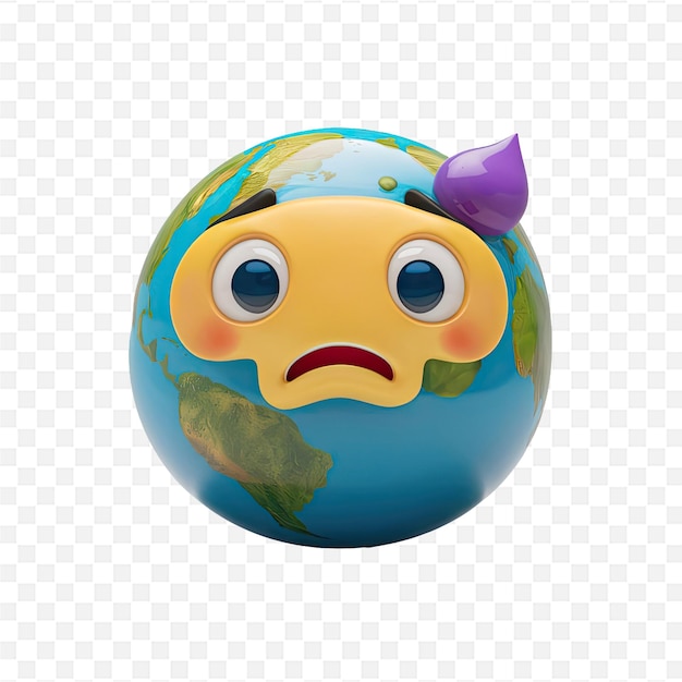 a globe with a sad face and a sad face on it