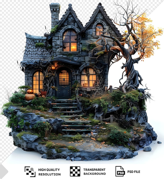 gloomy halloween background halloween house in the woods png