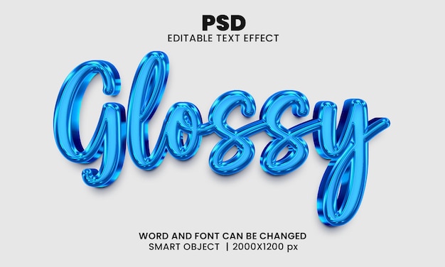 Glossy 3d editable photoshop text effect style with modern background