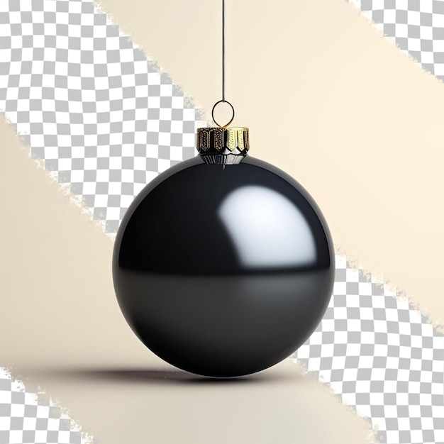 PSD glossy black christmas ornament on a transparent background